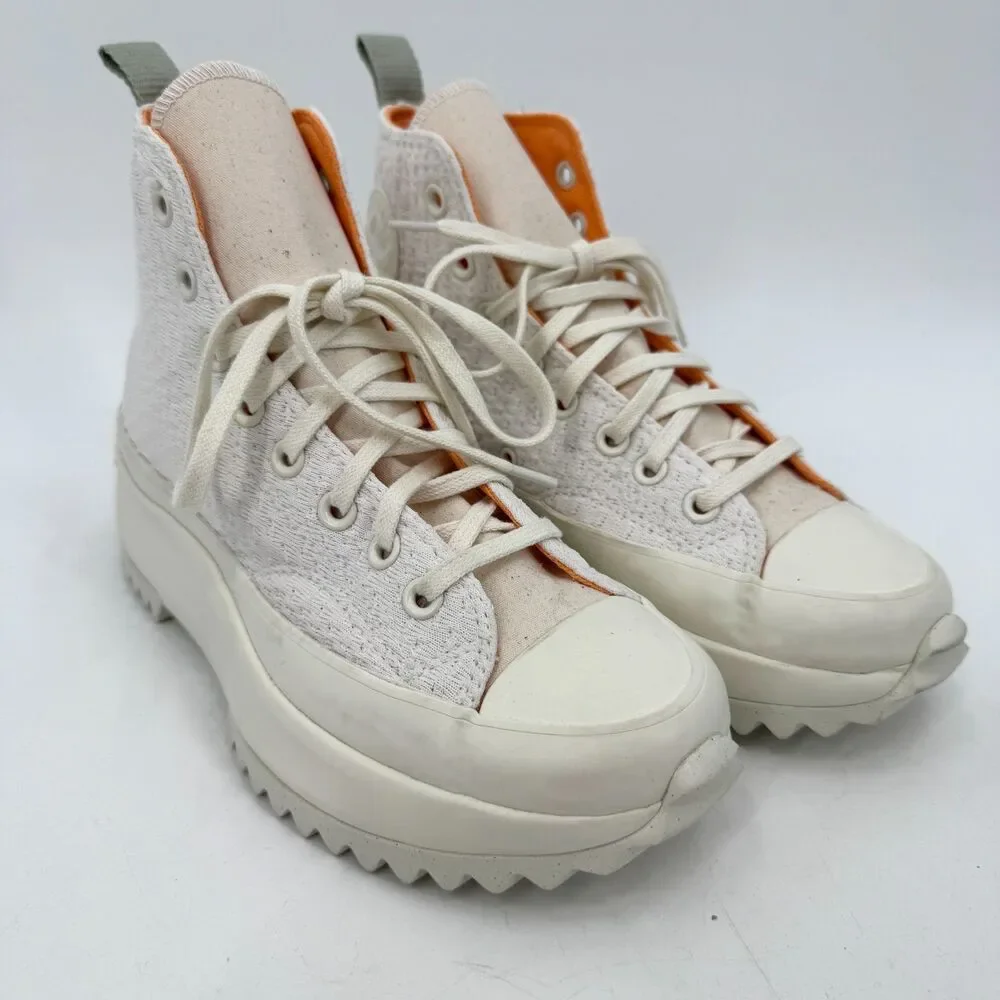 CONVERSE Run Star Hike White Orange Platform Sneakers Size 9